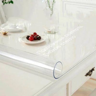 Скатерть на стол силиконовая 120×40 мм, толщина 1 мм, прямоугольная, жидкое гибкое стекло, ПВХ пленка прозрачная на кухню, в рулоне, без рисунка